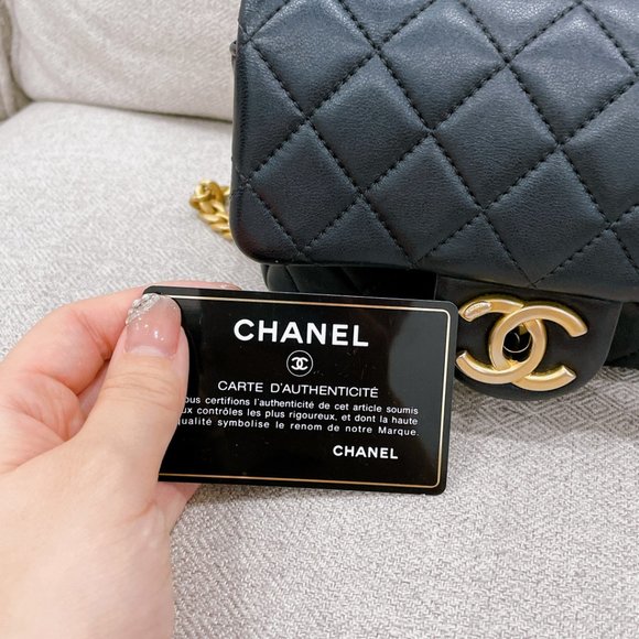90% NEW CHANEL BLACK LAMB LEATHER SQUARE BAG - Picture 3 of 16